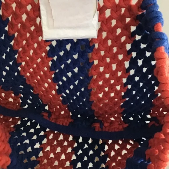 Clare V. Sandy Tote Cobalt & Bright Poppy Stripe NWT - Picture 8 of 15